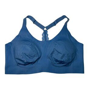 Knix Blue Wireless Pull On Lace Racerback Bra Size XXL+ Fits: 40D, 40DD, 40E
